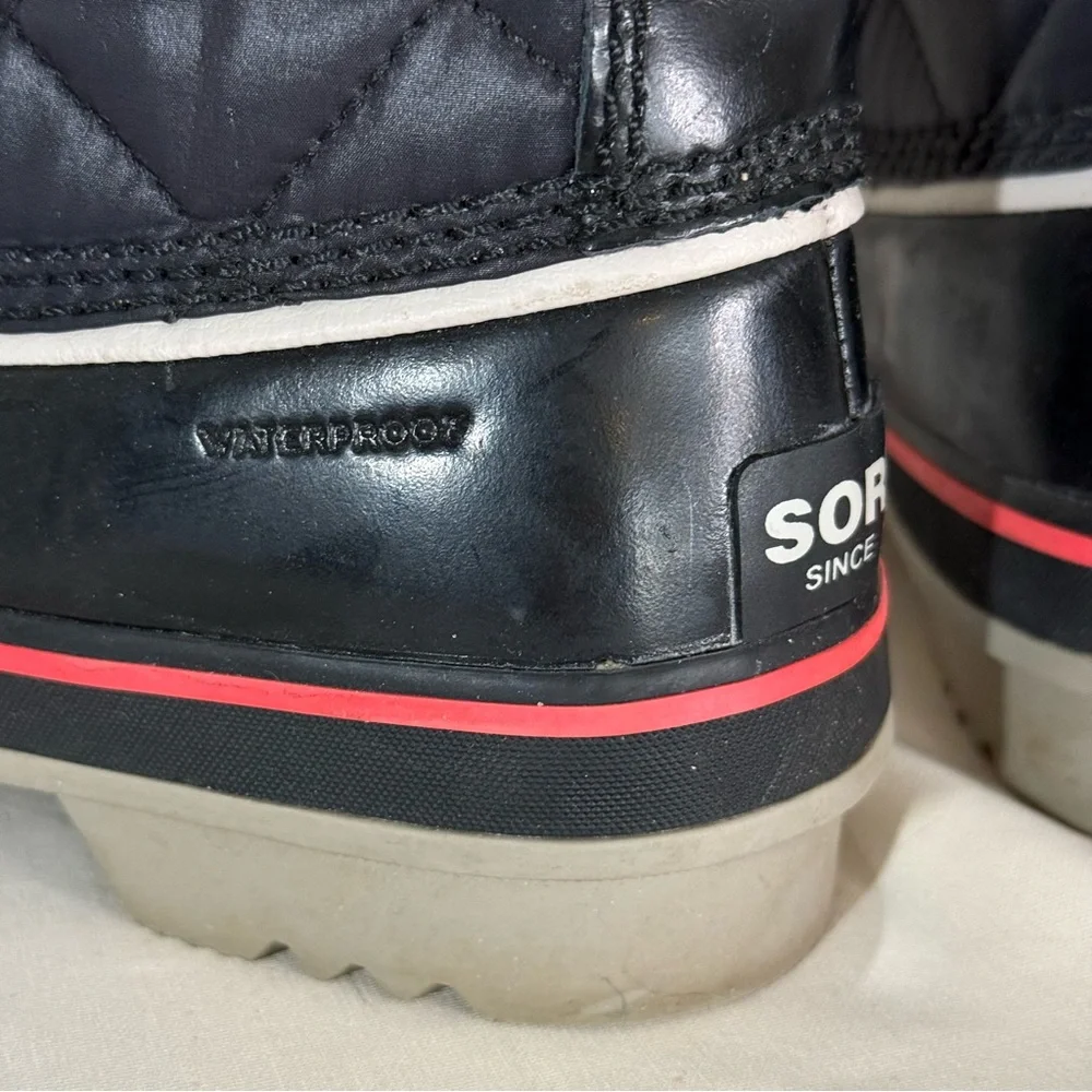 Sorel Tofino Cate Boots Sz 7 Black Faux Fur Waterproof Winter Après Ski Gorpcore